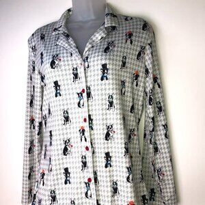 Jammies‎ Hip Gray w/Black & White Dogs Pajama Shirt Women's Small